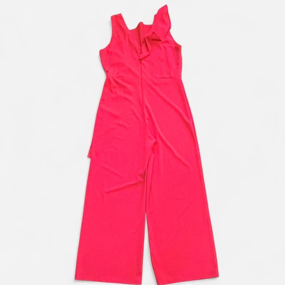 Symphony Plus size Red Jumpsuit cherry red sleeveless wide leg jumpsuit palazzo - Picture 3 of 8